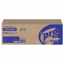 Полотенца бумажные 190 шт., PROtissue (H2) PREMIUM, 2-слойные, белые, КОМПЛЕКТ 21 пачка, 24х21,5 см, Z-сложение, С443
