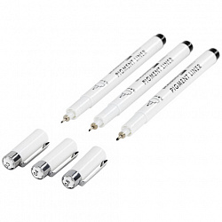 Капиллярные ручки линеры для рисования 3 шт., черные, 0,3/0,4/0,8 мм, BRAUBERG ART DEBUT, 143939