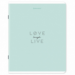 Тетрадь А5, 48 л., BRAUBERG, скоба, клетка, матовая ламинация, "Однотонный_Пастель", (микс в спайке), 405335