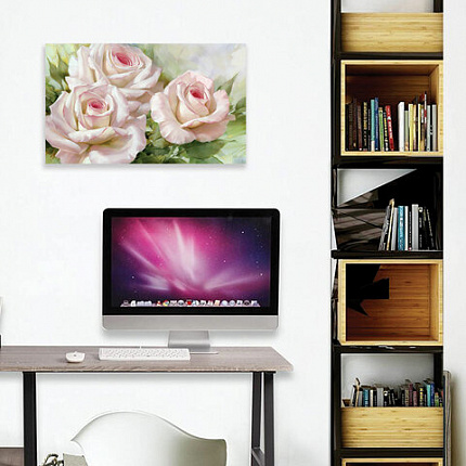 Картина стразами (алмазная мозаика), 30х40 см, ОСТРОВ СОКРОВИЩ "Бело-розовые розы", без подрамника, 663855