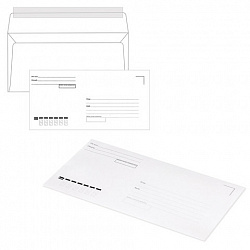 Конверты Е65 (110х220 мм), отрывная лента, "Куда-Кому", 80 г/м2, КОМПЛЕКТ 1000 шт., 41643