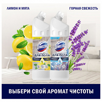 Средство для мытья пола и других поверхностей 1 л, ДОМЕСТОС "Горная свежесть", гель-концентрат