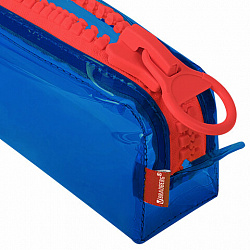 Пенал BRAUBERG с объемной "тракторной" молнией, 1 отделение, ПВХ, 22х8х6,5 см, "Contrast blue", 272341