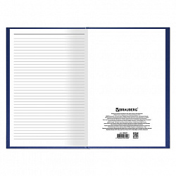 Книга учета 144 л., линия, твердая, бумвинил, блок офсет, А4 200х290 мм, BRAUBERG, синий, 130227