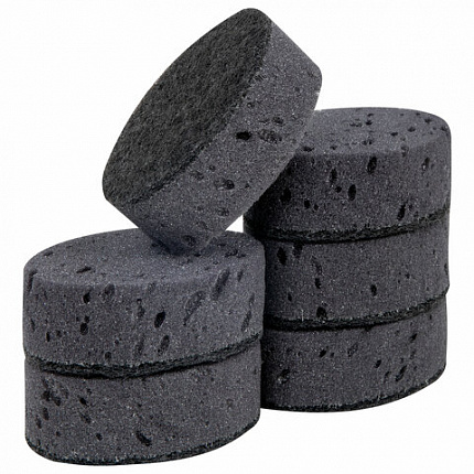 Губки для посуды 9,5х6,5х3,2 см, КОМПЛЕКТ 6 шт., OVAL BLACK, КРУПНОПОРИСТЫЙ поролон с абразивным слоем, LAIMA, 608649