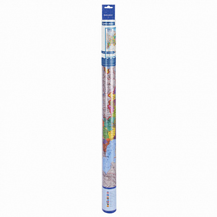 Карта России политико-административная 101х70 см, 1:8,5М, интерактивная, европодвес, BRAUBERG, 112395