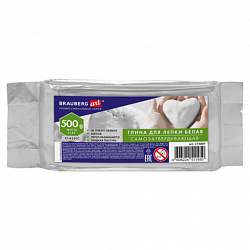 Глина для лепки (масса для моделирования) самозатвердевающая белая 500 г, BRAUBERG ART CLASSIC, 274009