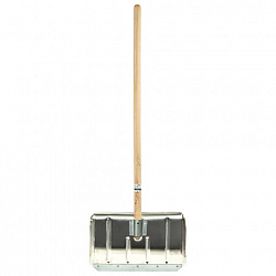 Лопата снеговая 49х30см, алюминиевая усиленная ребрами жесткости, ДЕРЕВЯННЫЙ черенок 120см, армирующая металлическая планка на клепках, ЛТСЕ