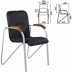 Кресло BRABIX "Samba CF-106 BOX-2", серый каркас, накладки "орех", кожзам черный, разобрано, 532763