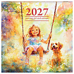 Календарь настенный перекидной 2027 г., BRAUBERG, 12 листов, 21,4х42,8 см, МИНИ, "Watercolor", 118437