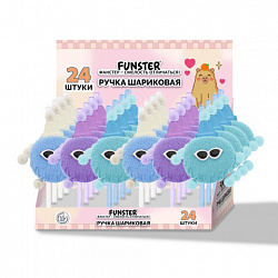 Ручка с пушистой подвеской шариковая FUNSTER (ФАНСТЕР) "FLUFFY HAT", СИНЯЯ, пишущий узел 0,7 мм, 144524