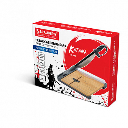 Резак сабельный BRAUBERG KATANA WOOD TSW-435 А4, 35 листов, длина реза 300 мм, деревянное основание, 533367