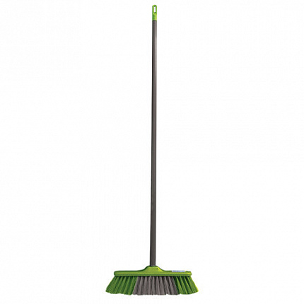 Щетка для уборки КОМПЛЕКТ черенок 110 см + щетка, ширина 31 см, щетина 7 см, еврорезьба, YORK "Frontiera", 51020
