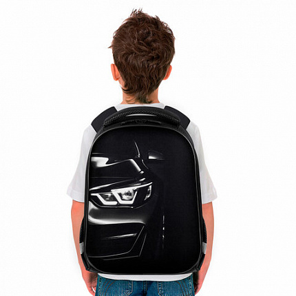Ранец BRAUBERG KIDS START, 1 отделение, 2 кармана, "Темная машина", 35х26х13 см, 273151