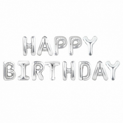 Шары воздушные НАБОР ДЛЯ ДЕКОРА "Happy Birthday", 52 шара, серебро/золото/черный, BRAUBERG, 591898
