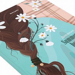 Дневник 5-11 класс 48 л., твердый, BRAUBERG, глянцевая ламинация, с подсказом, "Summer girl", 106882