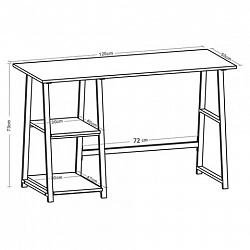 Стол на металлокаркасе BRABIX "LOFT CD-006", 1200х500х730 мм, 2 полки, цвет дуб натуральный, 641226