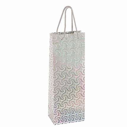 Пакет подарочный (1 штука) под бутылку 13x8,5x36 см, ЗОЛОТАЯ СКАЗКА голография, ассорти 4 цвета, 606608