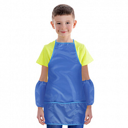 Фартук с нарукавниками для уроков труда ПИФАГОР, 3 кармана, увеличенный размер, 45x60 см, синий, 273746
