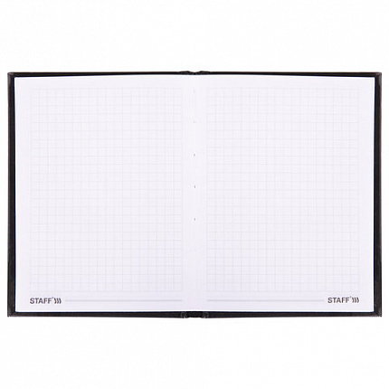 Блокнот МАЛЫЙ ФОРМАТ (110х147 мм), А6, 80 л., твёрдый, клетка, STAFF, "Black", 114435