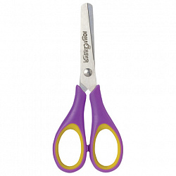 Ножницы ЮНЛАНДИЯ "ВОЗДУШНЫЙ ЗМЕЙ", 125 мм, для правши, резиновые вставки, фиолетово-желтые, европодвес, 236856