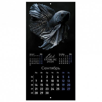 Календарь настенный перекидной 2026г, BRAUBERG, 12 листов, 28,5х28,5см, Black esthetic, 116927
