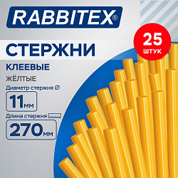 Клеевые стержни желтые СУПЕРКЛЕЙКИЕ (стройка, ремонт, хобби), 11х270 мм, 25 штук, RABBITEX (РАББИТЕКС), 671498