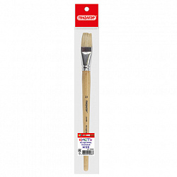 Кисть ПИФАГОР, ЩЕТИНА, плоская, № 22, деревянная лакированная ручка, пакет с подвесом, 200880