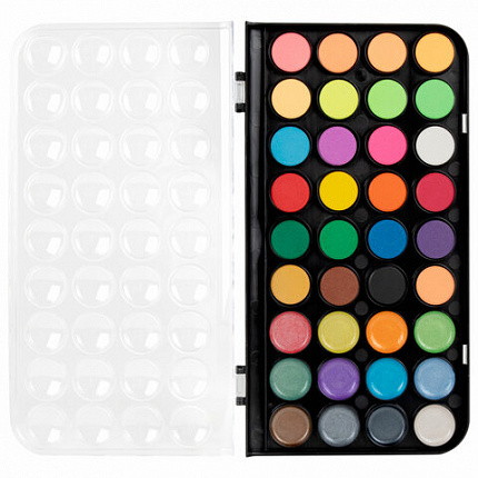 Краски акварельные BRAUBERG "PREMIUM" 36 цветов (12 базовых + 12 неоновых + 12 металлик) пенал, 191807