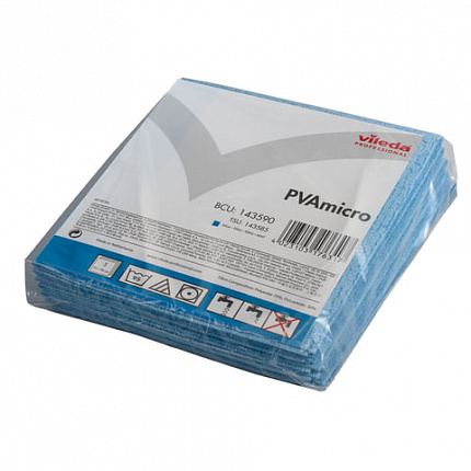 Салфетки VILEDA PROFESSIONAL "ПВАмикро", КОМПЛЕКТ 5 шт., искусственная замша, голубая, 35х38 см, 143590