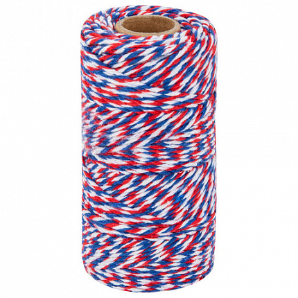 Нить хлопчатобумажная для прошивки документов, ТРИКОЛОР, диаметр 1,6 мм, длина 120 м, BRAUBERG, 700364