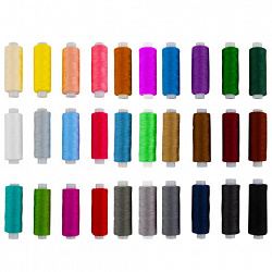 Нитки швейные 40 ЛШ, 200 м, полиэстер, НАБОР 30 цветов, в ПОДАРОК набор игл, DEVELIA (Девелиа), 609627