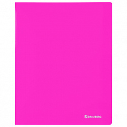 Папка на 2 кольцах BRAUBERG "Neon", 25 мм, внутренний карман, неоновая розовая, до 170 листов, 0,7 мм, 227458