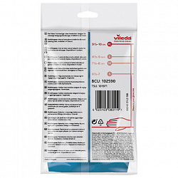 Перчатки VILEDA многоцелевые латексные МНОГОРАЗОВЫЕ х/б напыление, ПРОЧНЫЕ, размер XL (очень большой), синие, 174357