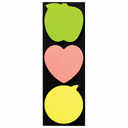 Блок самоклеящийся (стикеры), фигурный BRAUBERG, НЕОНОВЫЙ "Ассорти", 3 цвета х 50 листов, европодвес, 122711