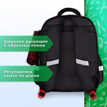 Рюкзак BRAUBERG KIDS MIND с пеналом в комплекте, 2 отделения, "Огненный путь", 40х28х18 см, 273177