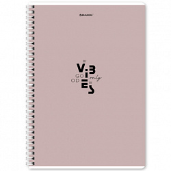 Тетрадь А4, 96 л., BRAUBERG, гребень, клетка, матовая ламинация, "Пастель_3" (микс в спайке), 405320