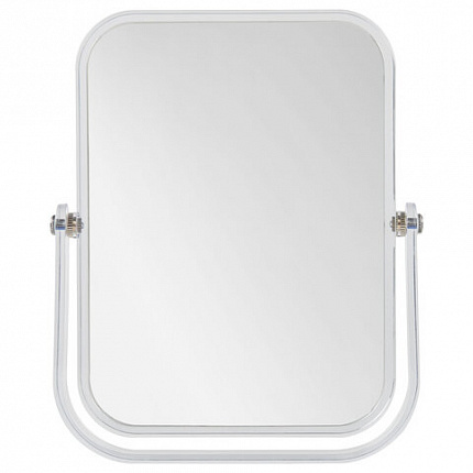 Зеркало настольное BRABIX, 19х16 см, двустороннее, с увеличением, прозрачная рамка, 607423