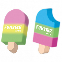 Ластик фигурный FUNSTER (ФАНСТЕР) "АЙСКРИМ", НАБОР 2 ШТУКИ, 55х29х12 мм, цвет ассорти, экологичный ПВХ, блистер, 274016