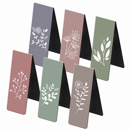 Закладки для книг МАГНИТНЫЕ, "АССОРТИ 5 ДИЗАЙНОВ ABSTRACTION", набор 6 штук, 60x20 мм, FUNSTER, 116653