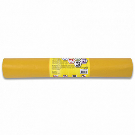 Мешки для раздельного сбора мусора 120 л, желтые, в рулоне 10 шт., ПВД 38 мкм, 70х108 см, LAIMA, 606705, 3842