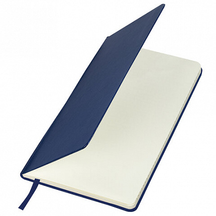 Блокнот А5 (148x218 мм), BRAUBERG "Metropolis Special", под кожу, 80 л., резинка, клетка, синий, 111574