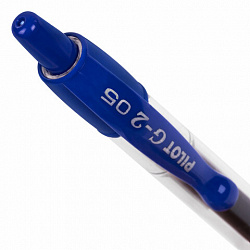 Ручка гелевая автоматическая с грипом PILOT G-2, СИНЯЯ, корпус прозрачный, узел 0,5 мм, линия письма 0,25 мм, BL-G2-5