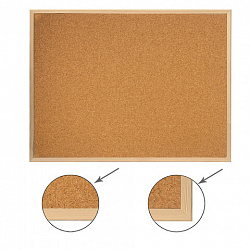 Доска пробковая для объявлений 90х120 см, деревянная рамка, ГАРАНТИЯ 10 ЛЕТ, РОССИЯ, BRAUBERG, 236861