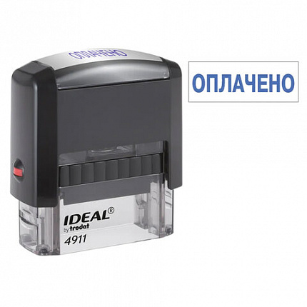 Штамп стандартный "ОПЛАЧЕНО", оттиск 38х14 мм, синий, TRODAT IDEAL 4911 DB-1.2, 161487/214130