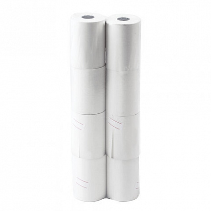 Чековая лента ТЕРМОБУМАГА 57 мм (диаметр 37-42 мм, длина 19 м, втулка 12 мм), КОМПЛЕКТ 8 шт., 44 г/м2, STAFF, 111953