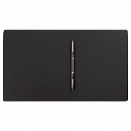 Папка с металлическим пружинным скоросшивателем BRAUBERG, картон/ПВХ, 35 мм, черная, до 290 листов, 228337