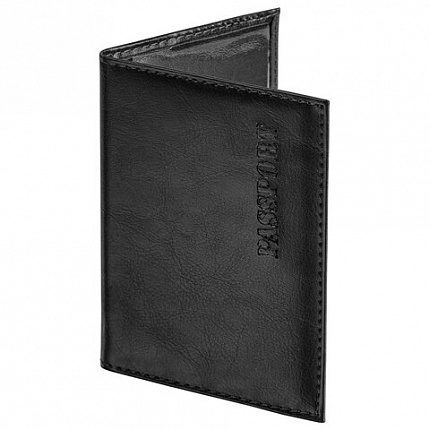 Обложка для паспорта STAFF "Profit", экокожа, мягкая изолоновая вставка, "PASSPORT", черная, 237183