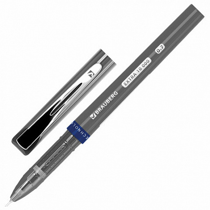 Ручка шариковая BRAUBERG "EXTRA 10000", УВЕЛИЧЕННАЯ ДЛИНА ПИСЬМА 10000 МЕТРОВ, СИНЯЯ, узел 0,7 мм, линия письма 0,35 мм, 144329