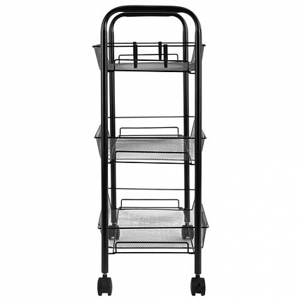 Этажерка (тележка) BOOMHOUSE (БУМХАУС) RC-003 3 яруса, на колесах, В62,5хШ42,5хГ25,5 см, металл, черная, 701455